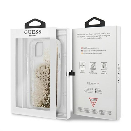 Guess Liquid Glitter 4G Big Logo - iPhone 13 mini case (gold)