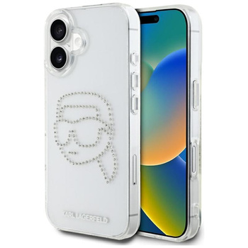 Karl Lagerfeld IML strasszos Karl Head - tok iPhone 16-hoz (átlátszó)
