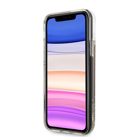 Guess Liquid Glitter Hearts - pouzdro pro iPhone 11 (zlaté/červené)