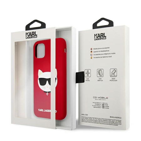 Karl Lagerfeld Choupette Head Silicone - pouzdro na iPhone 11 (červené)