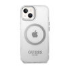 Guess Metal Outline MagSafe - iPhone 14 Case (Transparent / Silver)