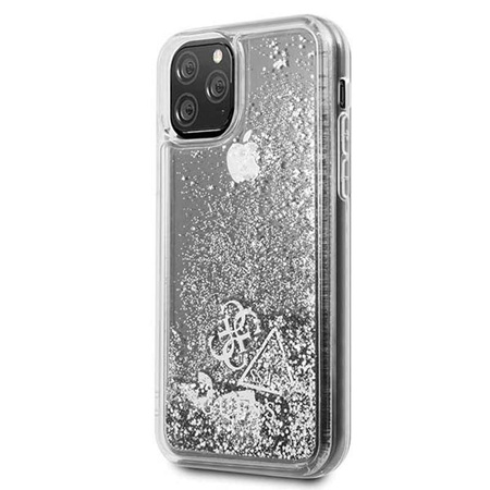 Guess Liquid Glitter Hearts - iPhone 11 Pro tok (ezüst)