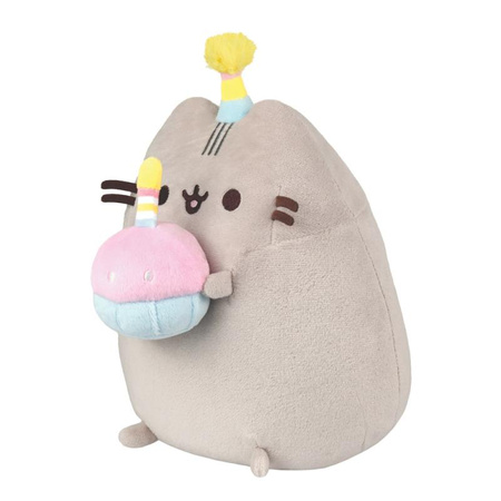 PUSHEEN Kater mit Mütze und Kuchen, Plüschkatze, Kuscheltier 24cm