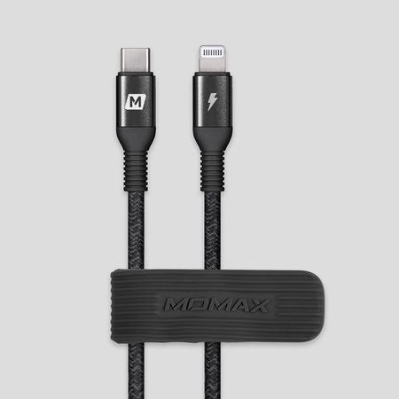 Momax Elite link - Przewód z USB-C (Power Delivery Fast Charging 3A) na Lightning MFi 1,2 m (Black)