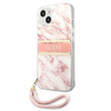 Guess Marble Strap - pouzdro pro iPhone 13 (růžové)