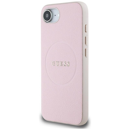 Guess Grained Ring MagSafe - Hülle für iPhone 16e (rosa)