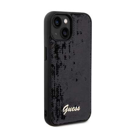 Guess Sequin Script Metal - Schutzhülle für iPhone 14 (schwarz)