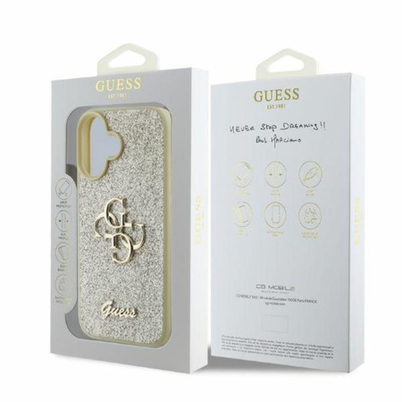 Guess Fixed Glitter Big 4G - Pouzdro iPhone 16 (zlaté)