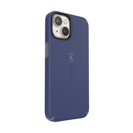 Speck CandyShell Pro + MagSafe - Coque pour iPhone 14 / iPhone 13 avec revêtement MICROBAN (Bleu de Prusse / Gris nuage)