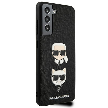 Karl Lagerfeld Saffiano Karl & Choupette Heads - Etui Samsung Galaxy S21 FE (czarny)