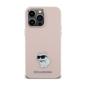 Karl Lagerfeld Silicone Choupette Metal Pin - iPhone 15 Plus Tasche (Pink)