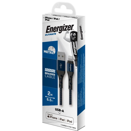 Energizer Ultimate - USB-A zu Lightning Verbindungskabel MFi zertifiziert 2m (Blau)