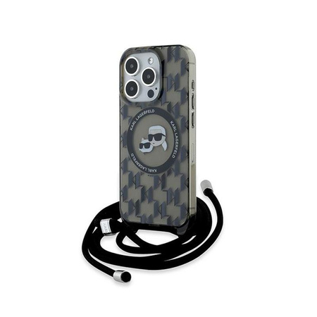 Karl Lagerfeld IML Crossbody Monogram Karl & Choupette Head MagSafe - pouzdro na iPhone 15 Pro (černé)