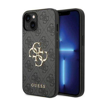 Guess 4G Big Metal Logo - Coque pour iPhone 15 Plus (gris)