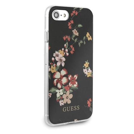 Guess Flower Shiny Collection N4 - tok iPhone SE 2020 / 8 / 7 (fekete)