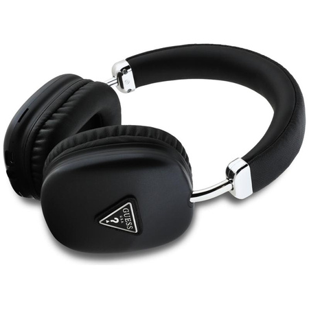 Guess Metallic Triangle Logo - Bezdrátová náhlavní sluchátka Bluetooth V5.3 (černá)