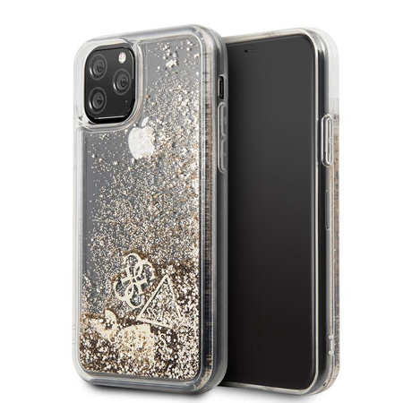 Guess Liquid Glitter Hearts - Coque iPhone 11 Pro (Or)