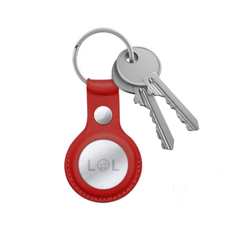 Crong Leather Case with Key Ring - Schutzhülle mit Schlüsselring für Apple AirTag (Rot)