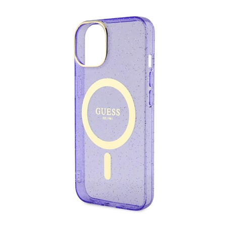 Guess Glitter Gold MagSafe - Tasche für iPhone 14 Plus (Violett)