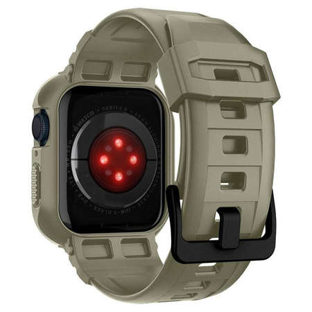 Spigen Rugged Armor Pro - Bracelet avec étui pour Apple Watch 44/45 mm (Vintage Khaki)