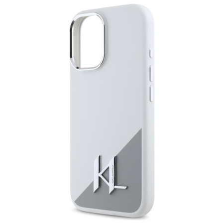 Karl Lagerfeld Silikon Schatten Metall Initial MagSafe - iPhone 16 Fall (weiß)