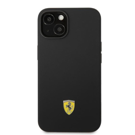 Ferrari Silikon Metall Logo MagSafe - iPhone 14 Hülle (schwarz)