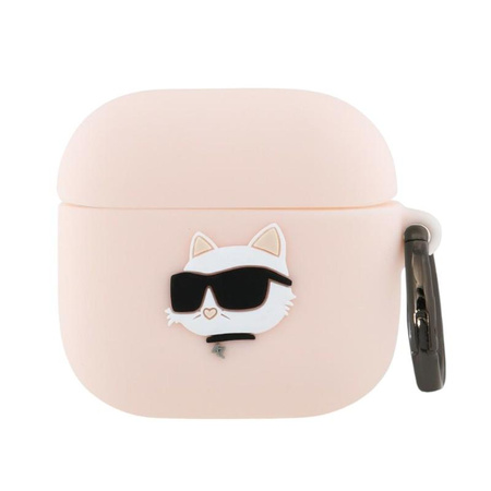 Karl Lagerfeld Silikonové pouzdro Choupette Head 3D - AirPods 4 (růžové)