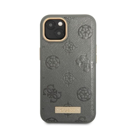 Guess Peony Logo Plate MagSafe - Hülle für iPhone 13 (Grau)
