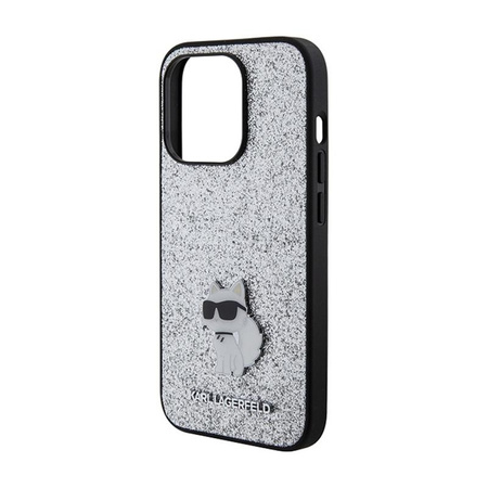 Karl Lagerfeld Fixed Glitter Choupette Logo Metal Pin - iPhone 15 Pro Tasche (silber)