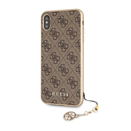 Guess 4G Charms Collection - iPhone Xs Max tok medállal (barna)