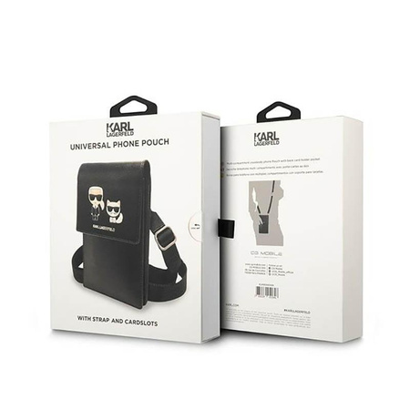 Karl Lagerfeld Karl+Choupette Embossed Wallet Phone Bag - taška na chytrý telefon a příslušenství (černá)