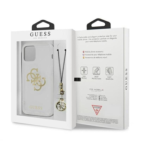 Guess 4G Big Logo Charm - pouzdro pro iPhone 12 Pro Max (zlaté přívěsky)