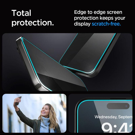 Spigen GLAS.TR EZ FIT Privacy - Verre trempé avec filtre de confidentialité pour iPhone 15 Pro Max