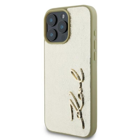 Karl Lagerfeld Metal Signature - pouzdro pro iPhone 16 Pro Max (zlaté)