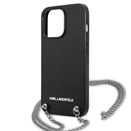 Karl Lagerfeld Étui en cuir texturé et chaîne - iPhone 13 Pro Max (noir)