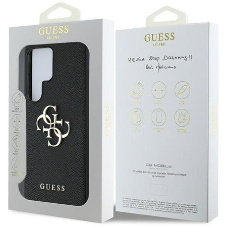 Guess Grained Big 4G Logo Small Classic Logo - Hülle für Samsung Galaxy S25 Ultra (schwarz)