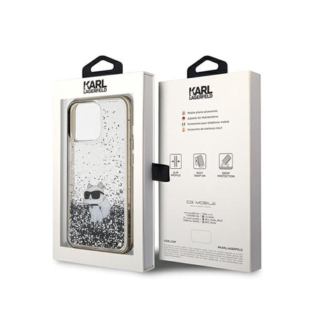 Karl Lagerfeld Liquid Glitter Choupette - iPhone 13 Pro Tasche (Transparent)