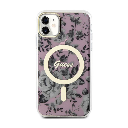 Guess Flower MagSafe - iPhone 11 Tasche (Rosa)