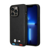 BMW Leder Hot Stamp Tricolor MagSafe - Tasche für iPhone 14 Pro Max (Schwarz)