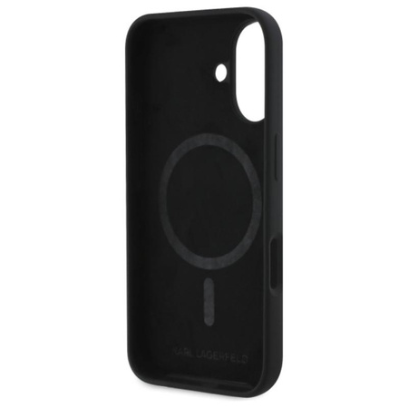 Karl Lagerfeld Silicone Choupette Head Print Étui MagSafe pour iPhone 16 (noir)