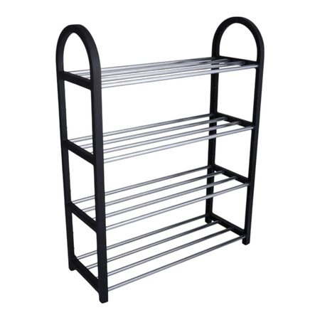 Alpina - Shoe Rack / Shelf / Stand 4-Tier 50x18.5x57 cm (Silver / Black)