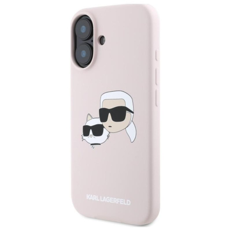 Karl Lagerfeld Silikon Double Heads Print MagSafe – Hülle für iPhone 16 (rosa)