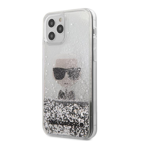 Karl Lagerfeld Liquid Glitter Ikonik - Coque iPhone 12 / iPhone 12 Pro (argent)