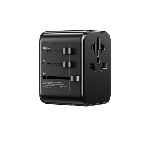 WEKOME WP-U03 Pop Digital Series - EU / UK / US / AU utazási töltő / adapter + 3x USB-C & 2x USB-A 30W (fekete)