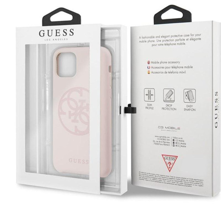 Guess Silicone 4G Tone to Tone - Etui iPhone 11 Pro Max (Light Pink)