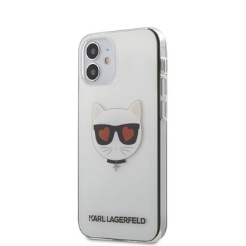 Karl Lagerfeld Choupette Head Heart - pouzdro pro iPhone 12 Mini (průhledné)