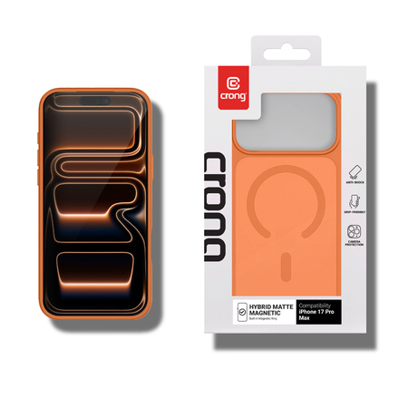 Etui do iPhone 17 Pro Max MagSafe Crong Hybrid Matt Pomarańczowe Wytrzymałe