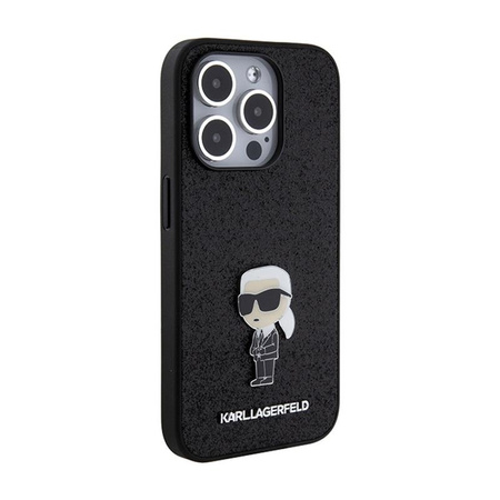 Karl Lagerfeld Fixed Glitter Iconic Logo Metal Pin - iPhone 15 Pro Case (black)