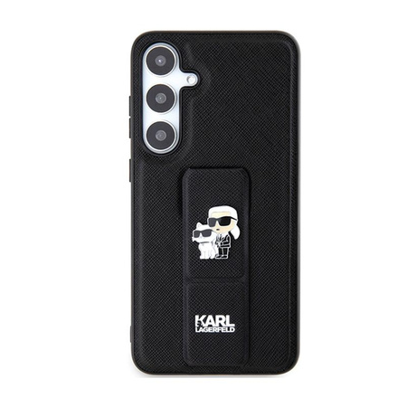 Karl Lagerfeld Gripstand Saffiano Karl & Choupette Pins - Etui Samsung Galaxy S24 (noir)