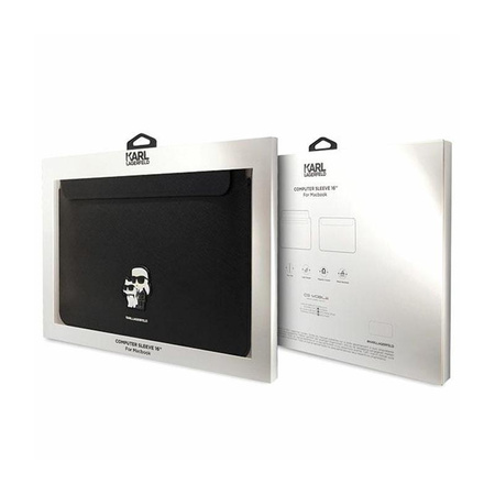 Karl Lagerfeld NFT Saffiano Karl & Choupette Sleeve - 16" Notebooktasche (Schwarz)